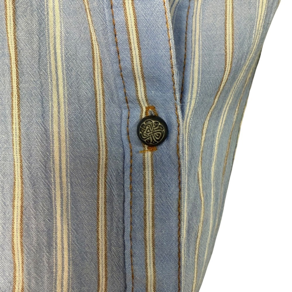 Aratta Silent Journey Mixed Print Boho Button Down Shirt Blue Floral Women's M - Picture 3 of 9